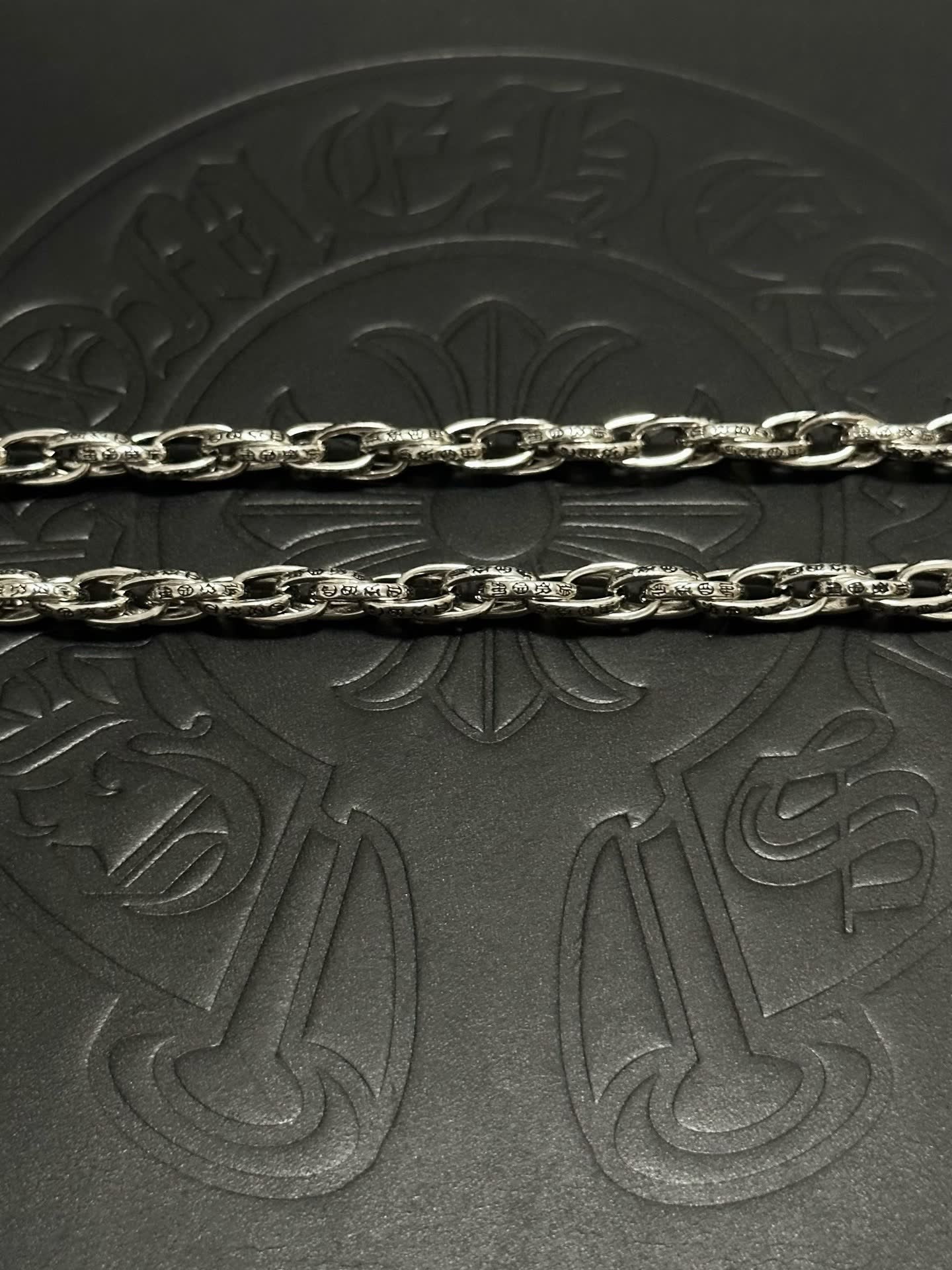 Chrome Hearts Silver Chain with Crescent and Star Design